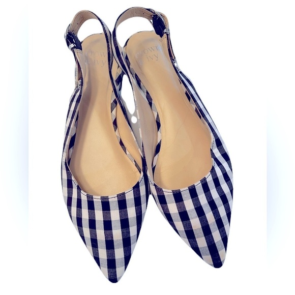 Crown and Ivy Size 7 Slingback Sandals Black and White Check - Picture 1 of 11